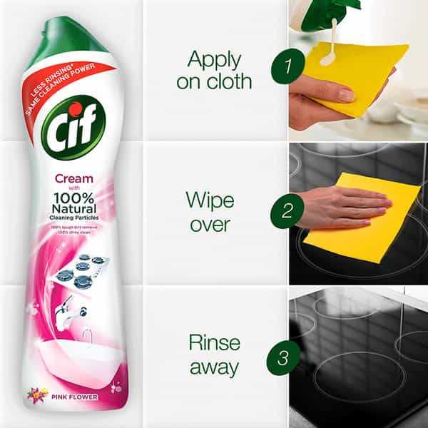 Cif Floral Cream Multipurpose Surface Cleaner For Tough Stains Natural Particles 500Ml