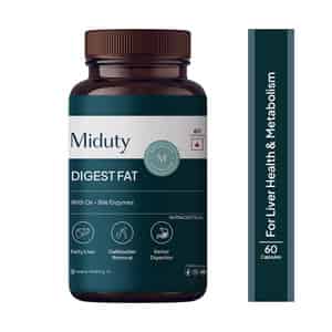 Miduty Digest Fat - Fatty Liver - Gall Bladder- Ox Bile - Pepsin- Fat Metabolism - 60 Capsules
