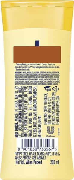 Vaseline Intensive Care Deep Restore Body Lotion Bottle Of 200 Ml
