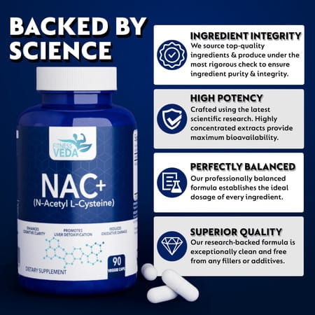 Fitness Veda Nac+ | N-Acetyl Cysteine Supplement | Antioxidant & Detox Support
