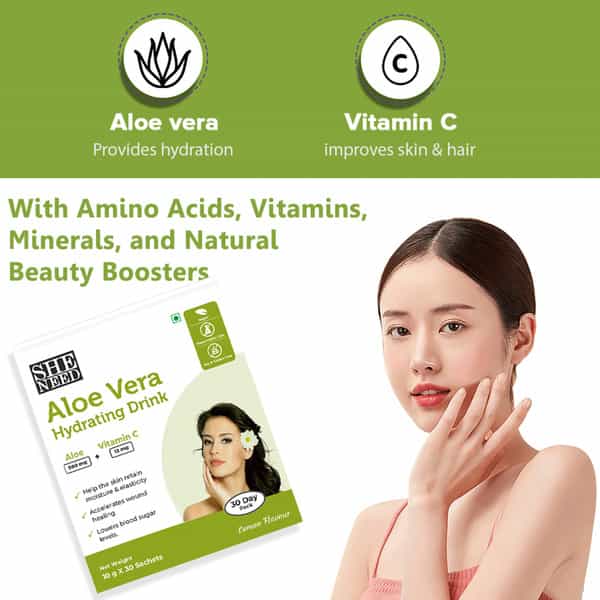 Sheneed Aloe Vera Hydrating Drink With Vit-C-Improves Skin & Hair Growth | Vegan 30 Sachets