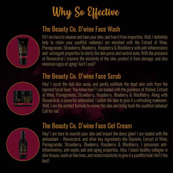 The Beauty Co. D`Wine Cleanse Exfoliate Moisturize Cem Face Kit