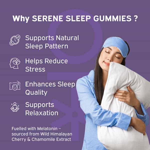 Nutriburst Serene Sleep Gummies For Quality Sleep & Stress Reduction With Melatonin (30 Gummy)