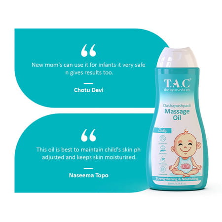 Tac - The Ayurveda Co. Dashapushpadi Ayurvedic Baby Massage Oil For Strength & Nourishment - 200ml