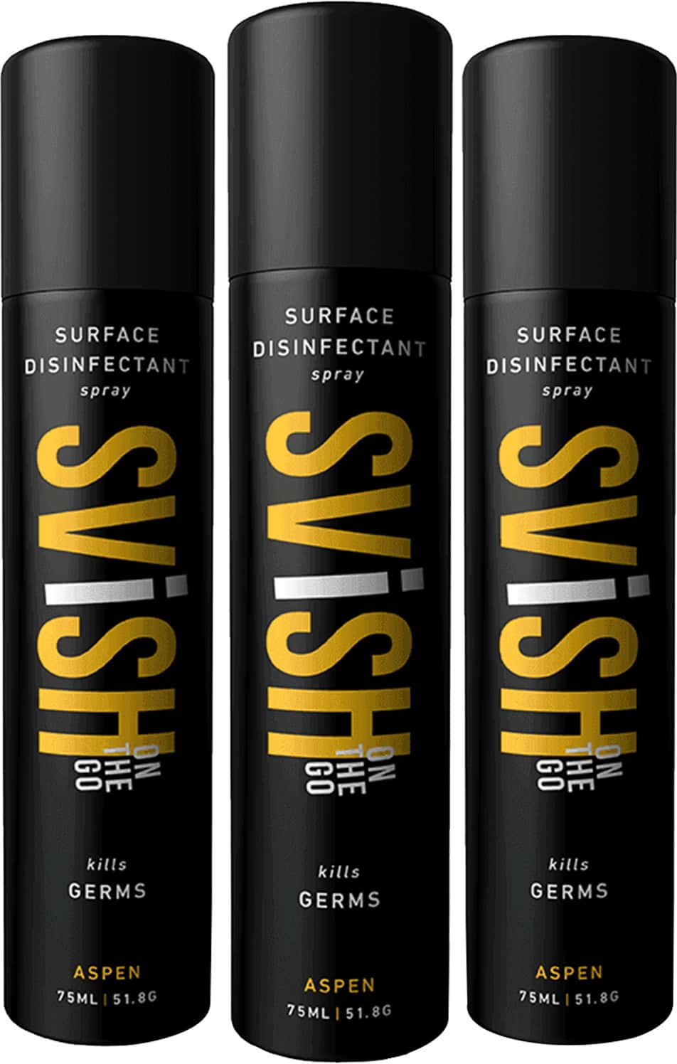 Svish On The Go Aspen Multisurface & Toilet Seat Disinfectant Spray (75 Ml) Pack Of 3