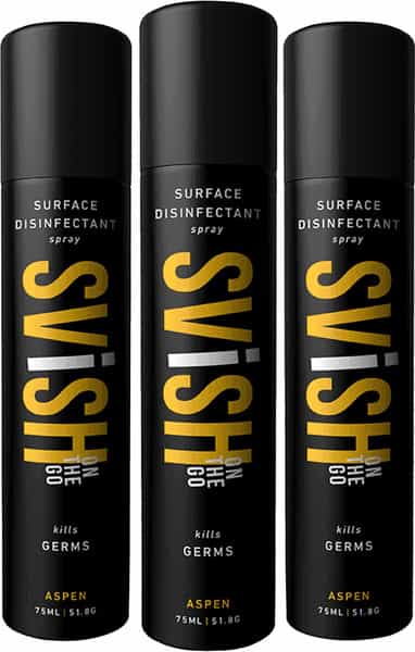Svish On The Go Aspen Multisurface & Toilet Seat Disinfectant Spray (75 Ml) Pack Of 3