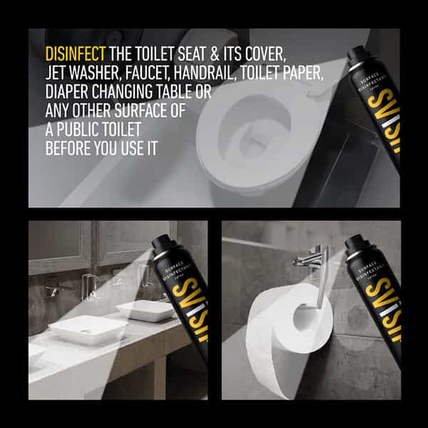 Svish On The Go Aspen Multisurface & Toilet Seat Disinfectant Spray (75 Ml) Pack Of 3