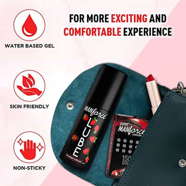 Manforce Lube Lubrication Gel For Unisex Water-Based Gel Strawberry Flavoured 60Ml X Pack Of 2