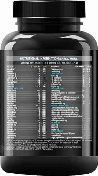 Muscleblaze Mb-Vite Daily Multivitamin (60 Tablets) | With 51 Ingredients & 6 Blends | Recovery