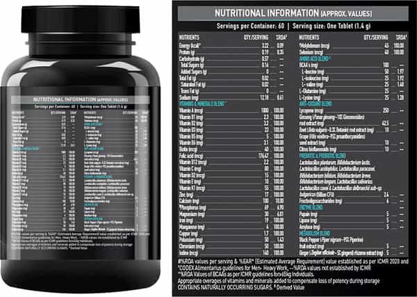 Muscleblaze Mb-Vite Daily Multivitamin (60 Tablets) | With 51 Ingredients & 6 Blends | Recovery