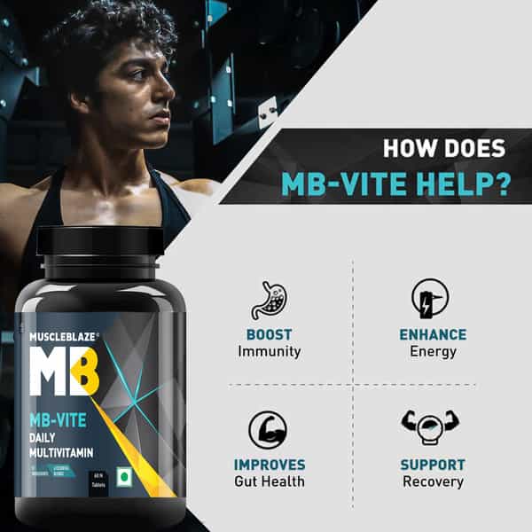 Muscleblaze Mb-Vite Daily Multivitamin (60 Tablets) | With 51 Ingredients & 6 Blends | Recovery