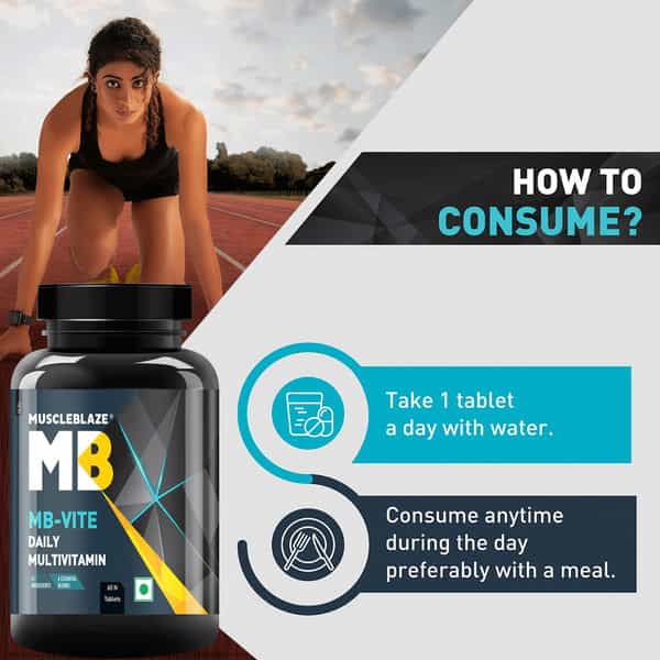 Muscleblaze Mb-Vite Daily Multivitamin (60 Tablets) | With 51 Ingredients & 6 Blends | Recovery
