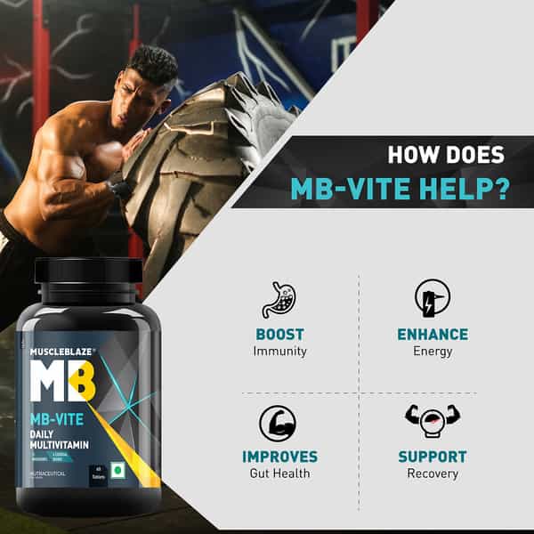 Muscleblaze Mb-Vite Daily Multivitamin (60 Tablets) | With 51 Ingredients & 6 Blends | Recovery