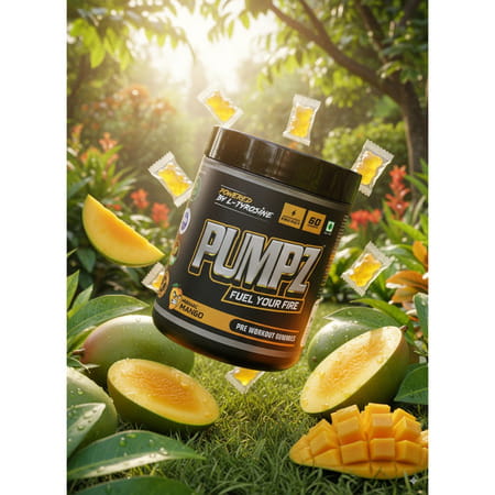 Pumpz Pre Workout Gummies Insane | Mango | Caffeine And L-Tyrosine | Instant Energy - 60N