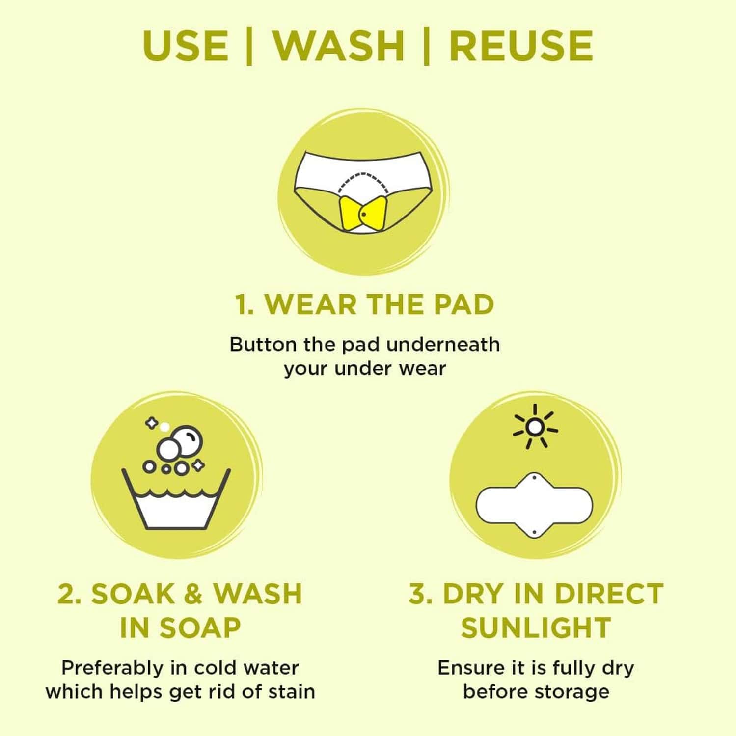 Buy PEE SAFE REUSABLE SANITARY PADS LASTS UPTO 60 WASHES 3 REGULAR