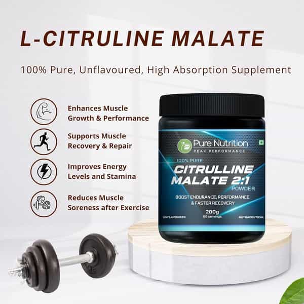 Pure Nutrition 100% Pure L Citrulline Dl Malate 2:1 Powder | Unflavoured - 66 Servings | 200G