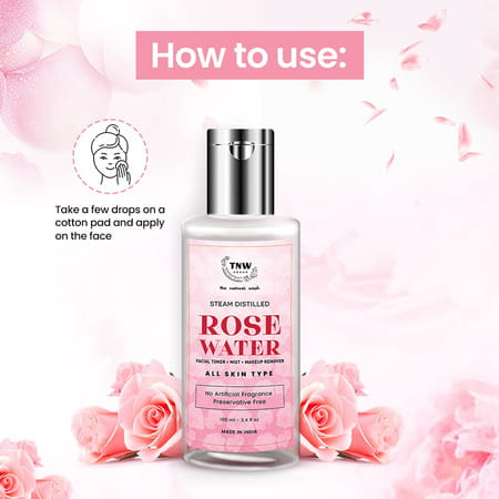 Tnw-The Natural Wash Steam Distilled Rose Water- 100% Natural Toner And Makeup Remover - 100 Ml