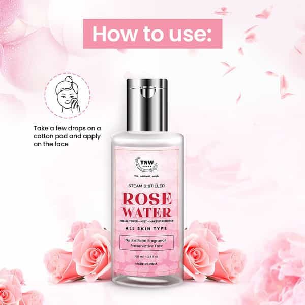 Tnw The Natural Wash Steam Distilled Rose Water- 100% Natural Toner And Makeup Remover - 100 Ml