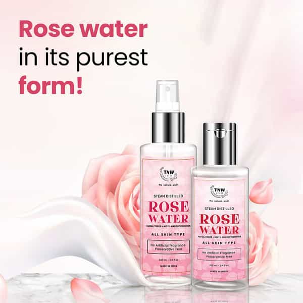 Tnw The Natural Wash Steam Distilled Rose Water- 100% Natural Toner And Makeup Remover - 100 Ml