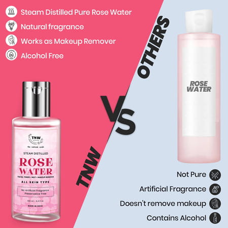 Tnw-The Natural Wash Steam Distilled Rose Water- 100% Natural Toner And Makeup Remover - 100 Ml