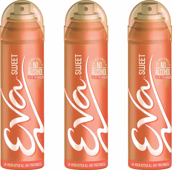 Eva Perfumed Deodrant Skinfriendly Body Spray For Woman Sweet 150Ml ( Pack Of 3)