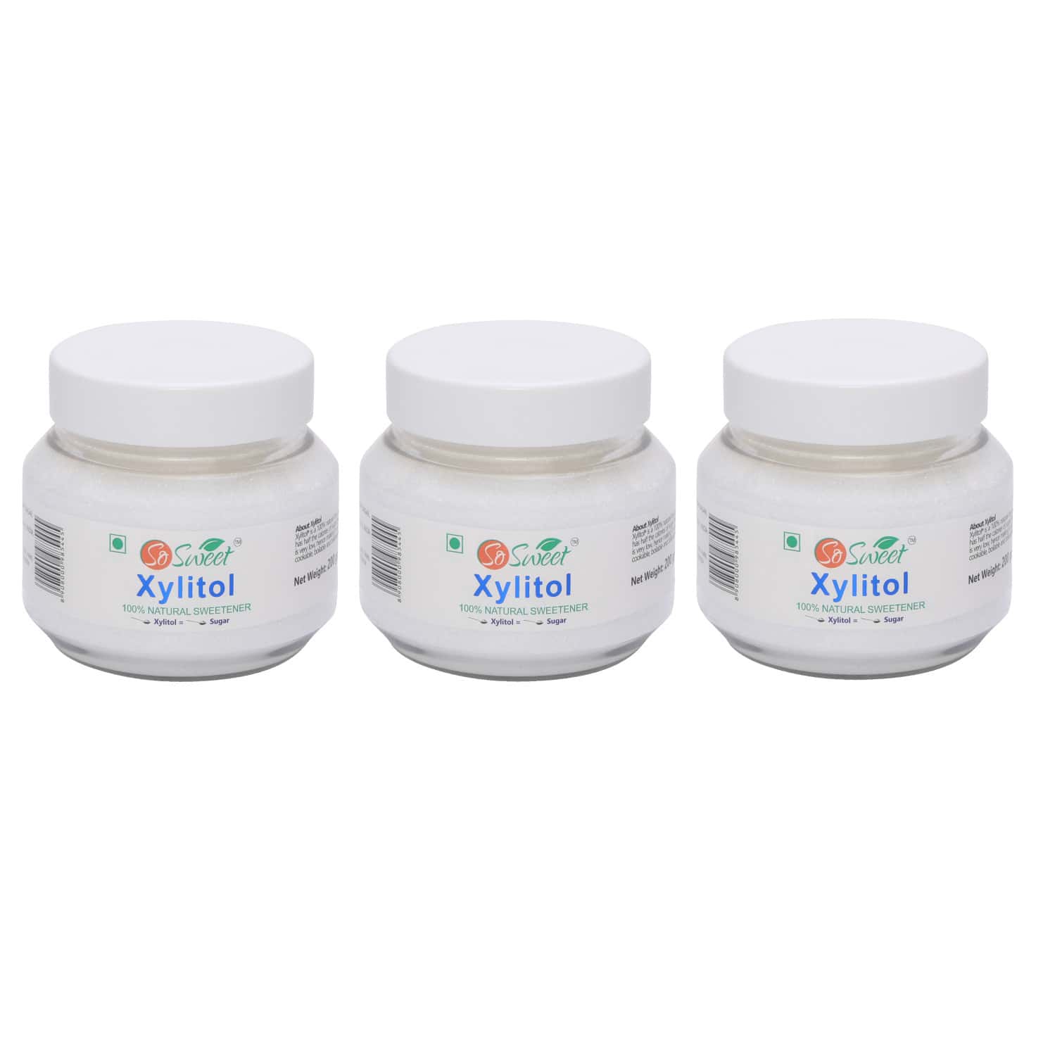 So Sweet Xylitol Sugar Free 100% Natural Sweetener For Diabetes 200gm (Pack Of 3)