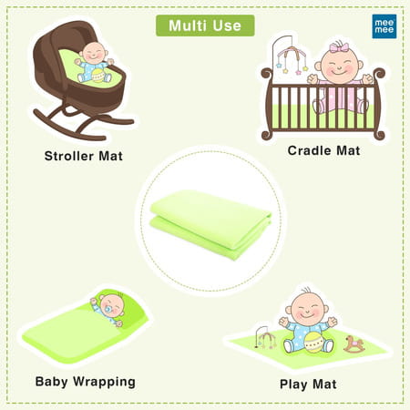 Meemee Cotton Baby Bed Protecting Mat (Green | Large)