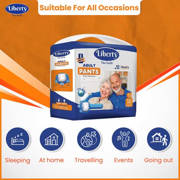 Liberty Premium Adult Diaper Extra Large (Xl) 20 Count Waist 38-65 Inch Pack Of 2 10 Count/Pack