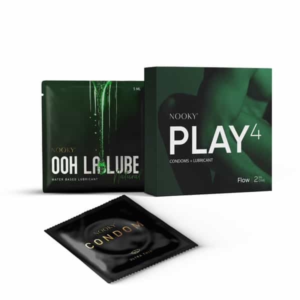 Nooky Flow-2-In- 1 Ultra Thin Condom Kit | Natural Lube + Condoms
