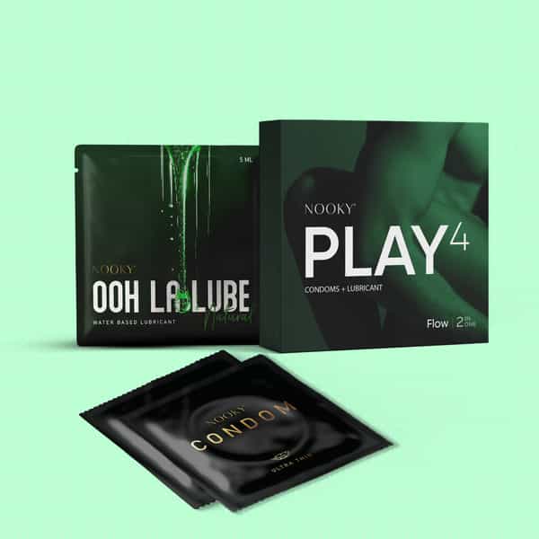 Nooky Flow-2-In- 1 Ultra Thin Condom Kit | Natural Lube + Condoms