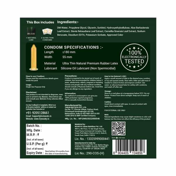 Nooky Flow-2-In- 1 Ultra Thin Condom Kit | Natural Lube + Condoms