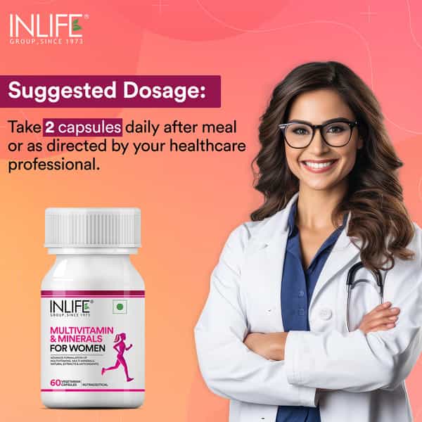Inlife Multivitamins & Minerals Antioxidants For Women Daily Vitamins Supplement - 60 Capsules