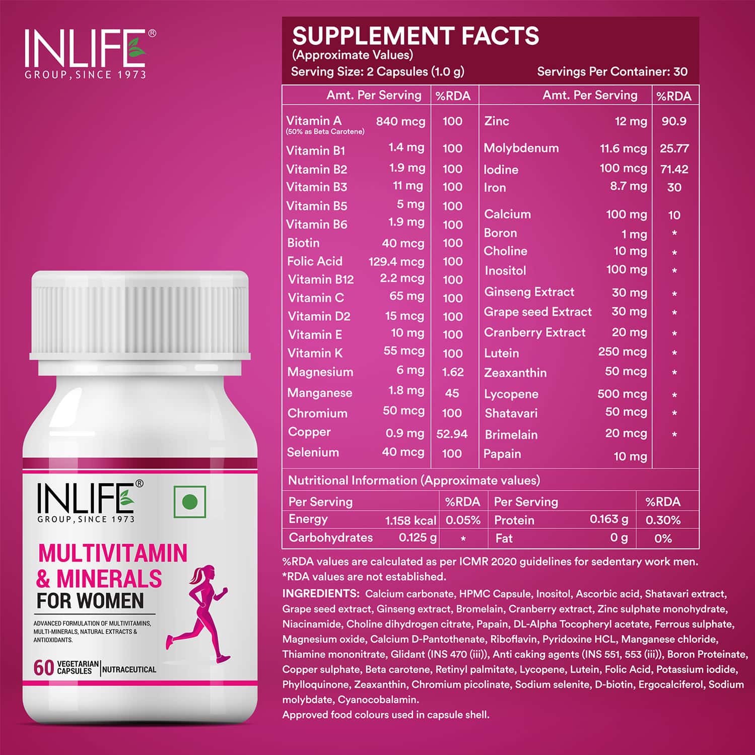 Buy INLIFE MULTIVITAMINS & MINERALS ANTIOXIDANTS FOR WOMEN DAILY