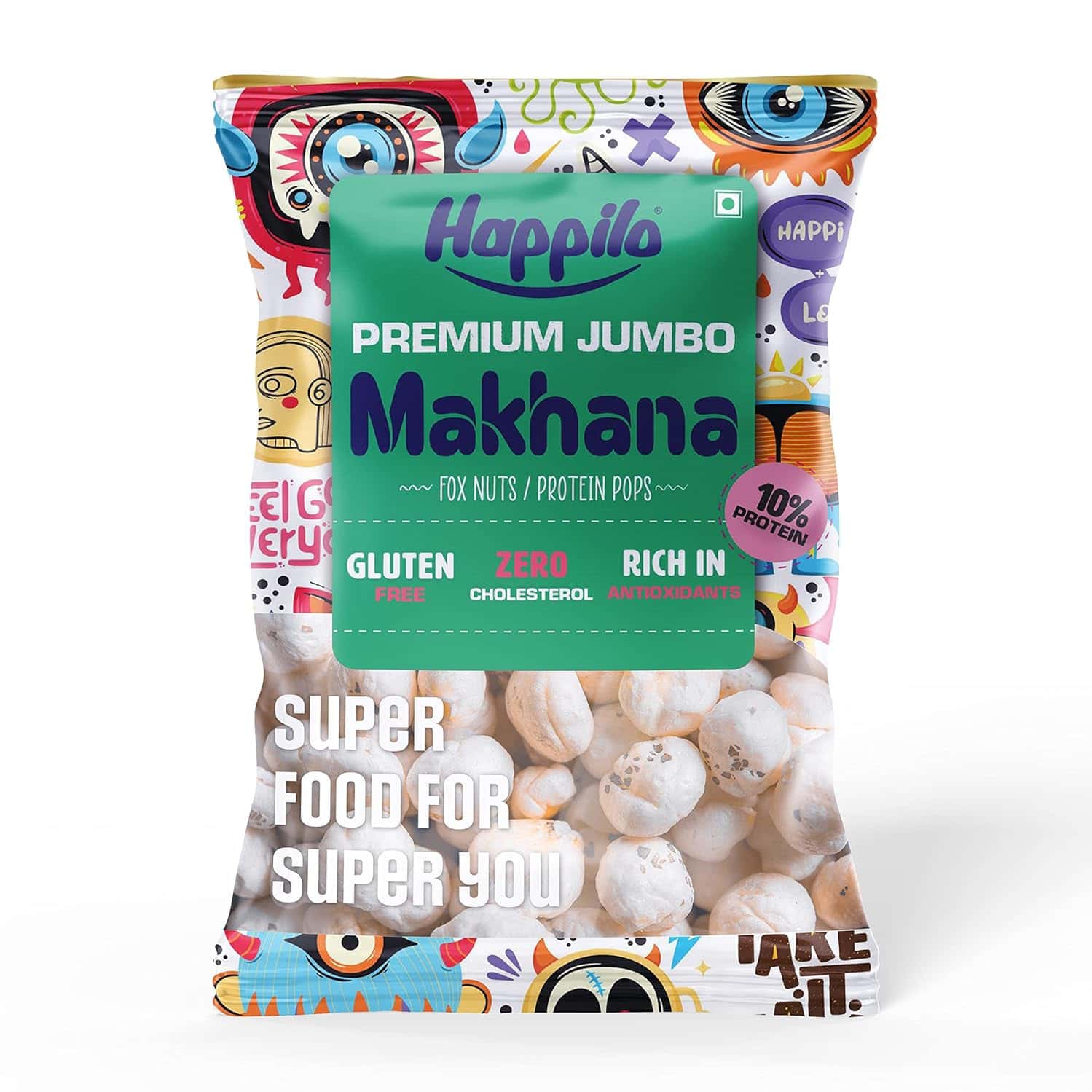 Happilo Premium Jumbo Fox Nuts (Phool Makhana) 100g Healthy Snack Low Calorie Gluten Free And Vegan