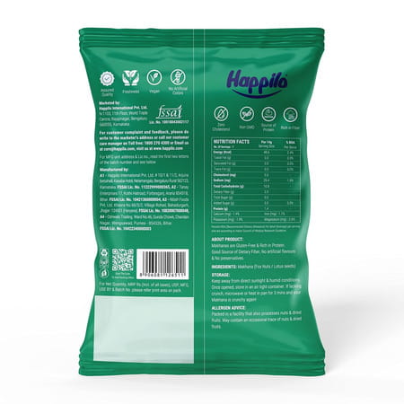 Happilo Premium Jumbo Fox Nuts (Phool Makhana) 100g Healthy Snack Low Calorie Gluten Free And Vegan