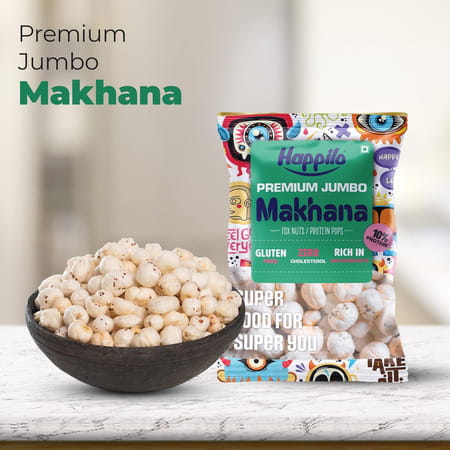 Happilo Premium Jumbo Fox Nuts (Phool Makhana) 100g Healthy Snack Low Calorie Gluten Free And Vegan
