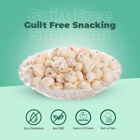 Happilo Premium Jumbo Fox Nuts (Phool Makhana) 100g Healthy Snack Low Calorie Gluten Free And Vegan