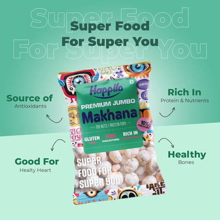 Happilo Premium Jumbo Fox Nuts (Phool Makhana) 100g Healthy Snack Low Calorie Gluten Free And Vegan