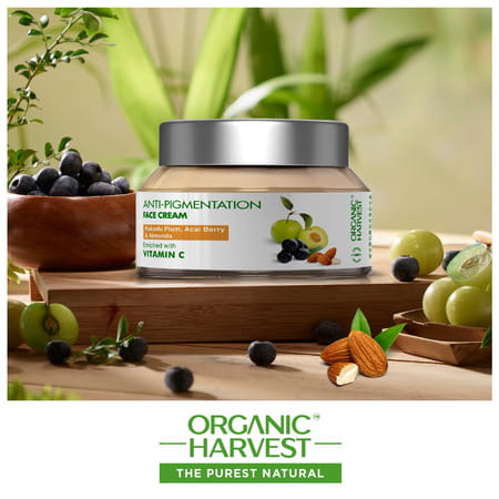 Organic Harvest Anti-Pigmentation Face Cream: Kakadu Plum, Acai Berry & Almonds |Paraben-Free ,50g