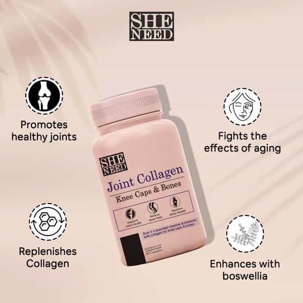 Sheneed Joint Collagen For Knee Caps & Bones & Joint Care | Hydrolyzed Type-Ll Collagen, 60 Capsules
