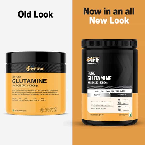Myfitfuel Pure Glutamine (0.88 Lbs) 400 Gm (Orange)| Amino Acid