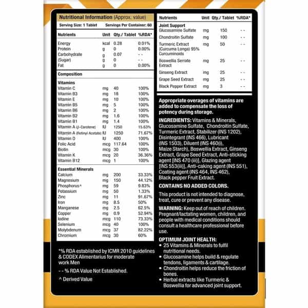 Musclexp Multivitamin Joint One Daily Vital - 60 Tablets