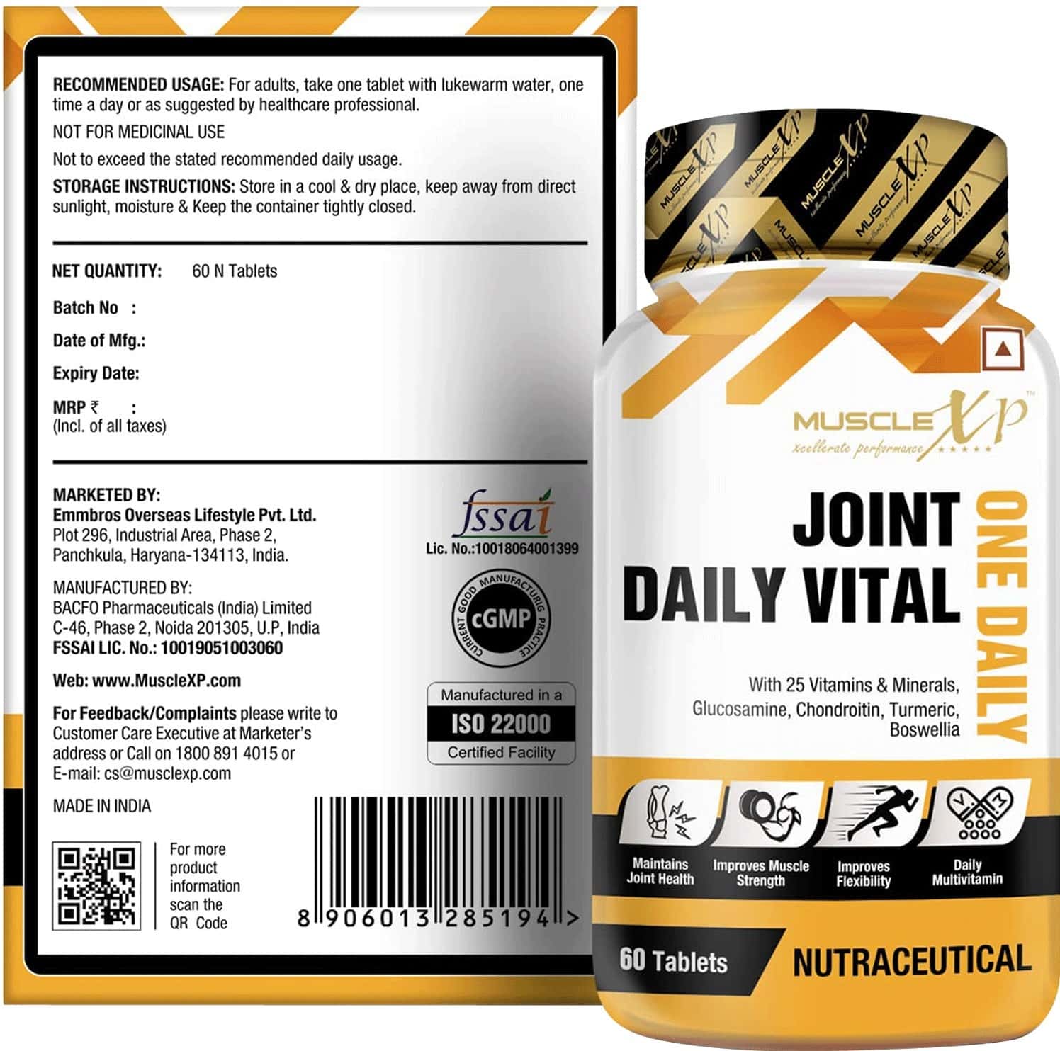 Buy MUSCLEXP MULTIVITAMIN JOINT ONE DAILY VITAL 60 TABLETS Online