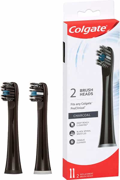 Colgate 360 Deep Clean Charcoal Toothbrush Replacement Brush Heads For Colgate Proclinical-Pack Of 2