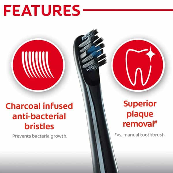 Colgate 360 Deep Clean Charcoal Toothbrush Replacement Brush Heads For Colgate Proclinical-Pack Of 2