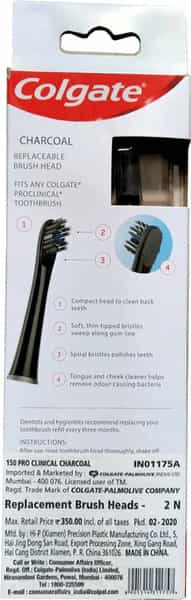 Colgate 360 Deep Clean Charcoal Toothbrush Replacement Brush Heads For Colgate Proclinical-Pack Of 2