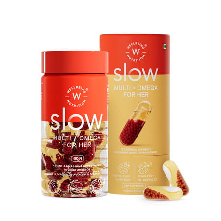 Wellbeing Nutrition Slow Multivitamin For Her (100% Rda) For Immunity,Energy And Pms Support 60 Caps