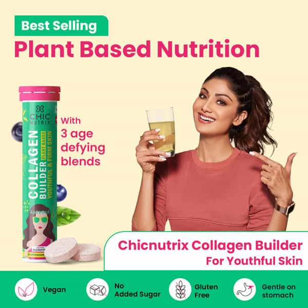 Chicnutrix Plant Based Collagen Builder | 60 Blueberry Flavoured Effervescent Tablets