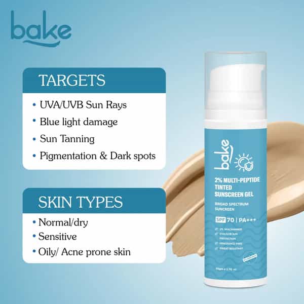 Bake 2% Multi Peptide Tinted Sunscreen Spf 70 Pa+++ (50G)