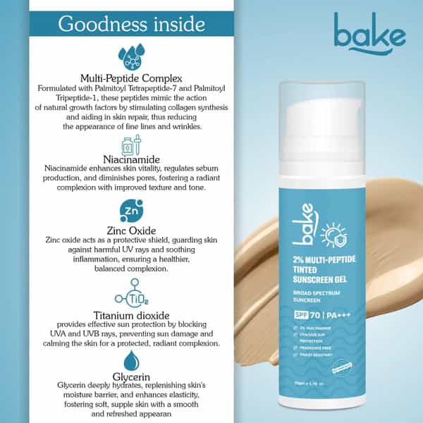 Bake 2% Multi Peptide Tinted Sunscreen Spf 70 Pa+++ (50G)